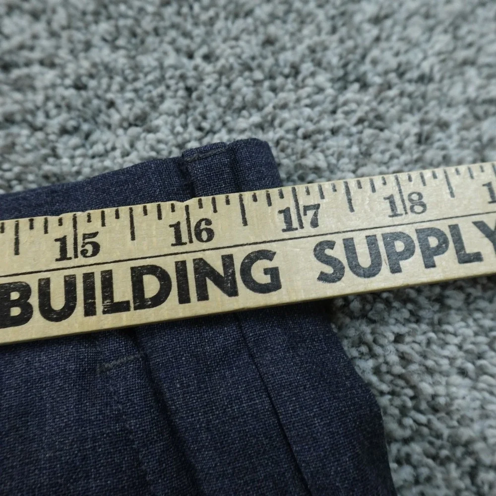 VTG Lands End Pants Mens 34X28 Blue Wool Chino Dress Trouser Flat Front USA Work